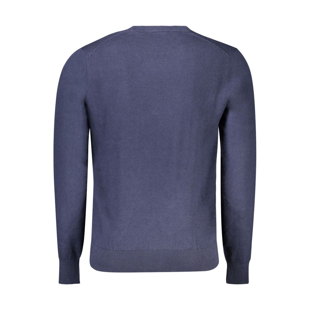 North Sails Blue Cotton Men Sweater, rear view showcasing nautical style and premium craftsmanship in timeless design.