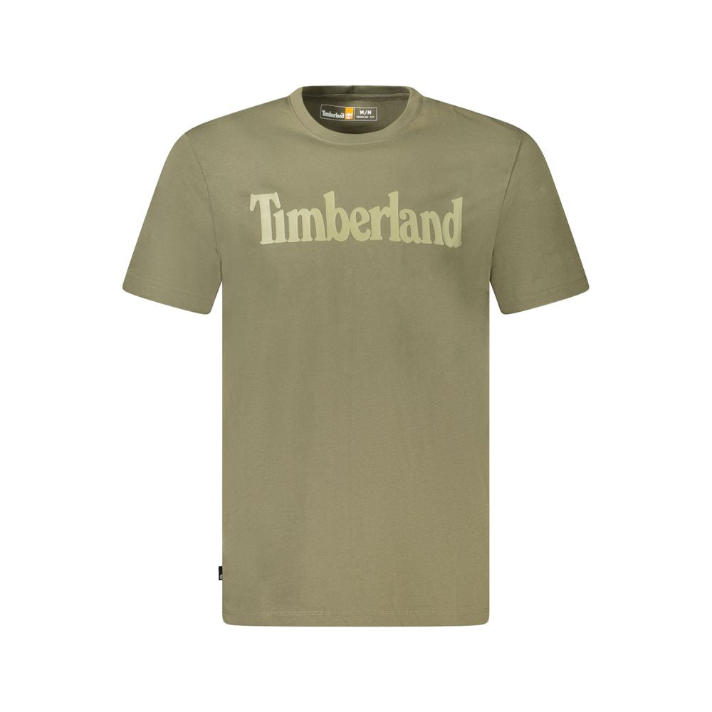 Timberland Green Cotton T-Shirt, regular fit, short sleeve, crew neck with wordmark logo, 100% organic cotton.