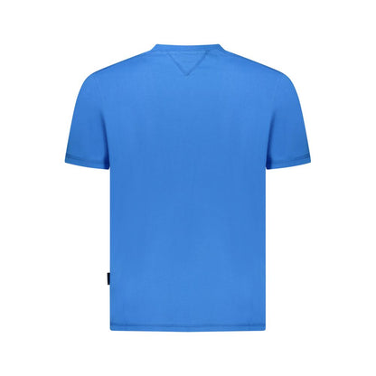 Napapijri Blue Cotton Men T-Shirt back view showcasing relaxed fit and crew neck detail