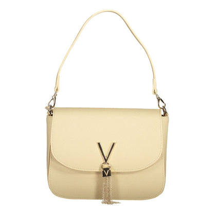 Mario Valentino Beige Polyethylene Women Handbag with shoulder and chain straps, featuring elegant design and practical storage compartments.