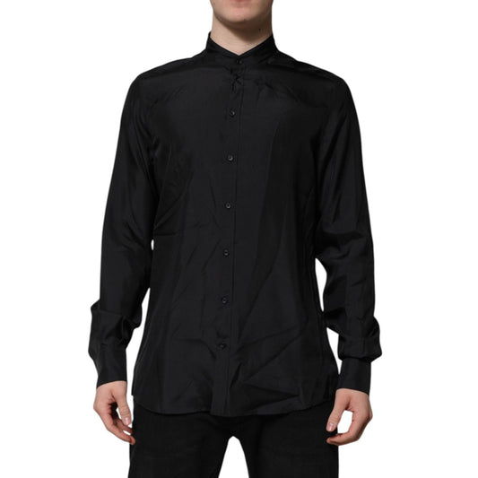 Dolce & Gabbana Dark Blue Silk MARTINI Men Formal Dress Shirt TSH906767-41