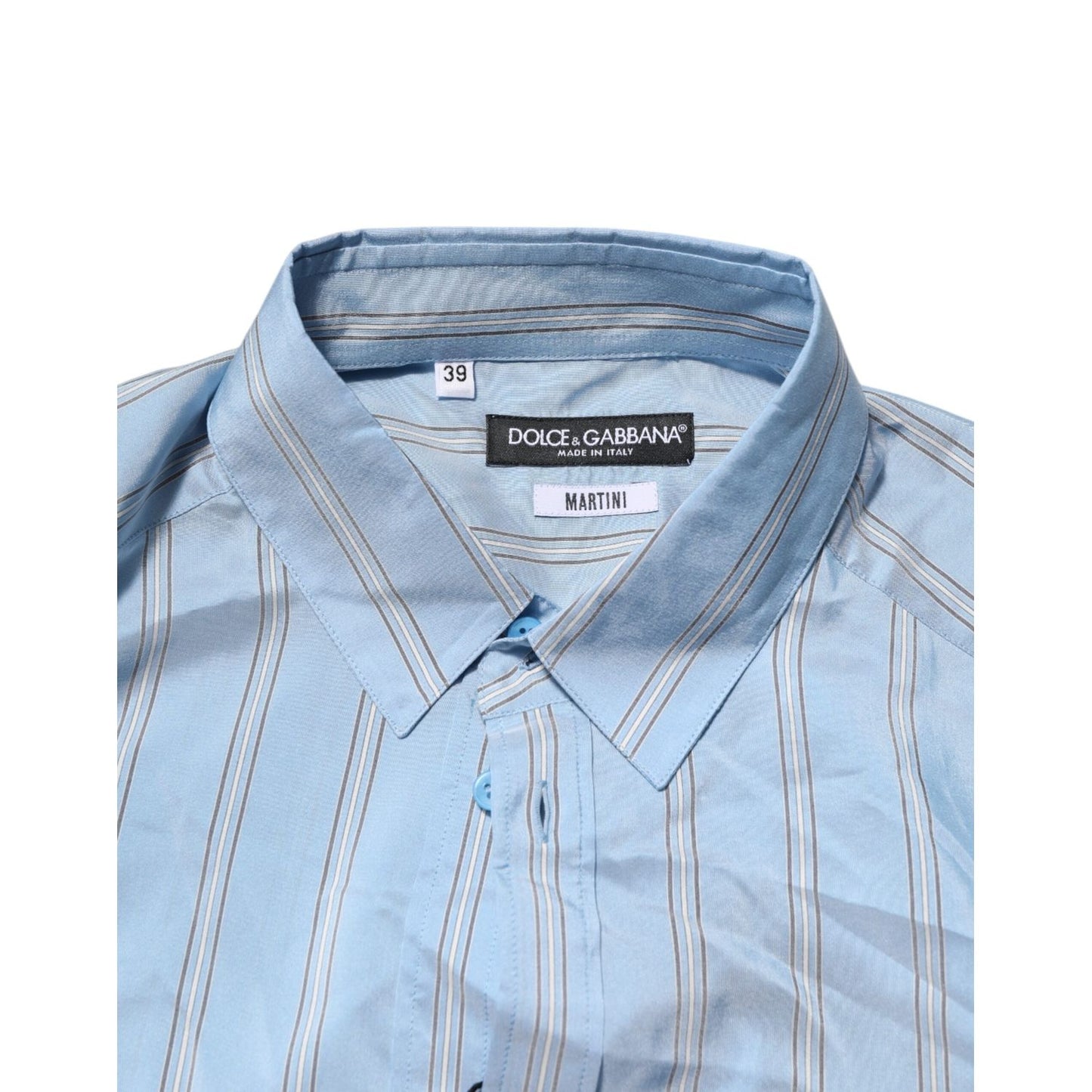 Dolce & Gabbana Blue Striped MARTINI Long Sleeve Dress Shirt