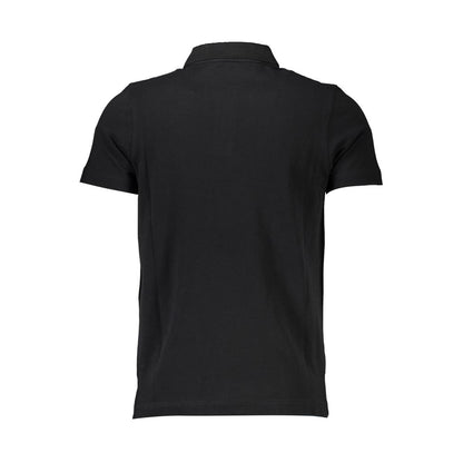 Back view of Cavalli Class Black Cotton Men Polo Shirt, showcasing sleek design and luxury craftsmanship.