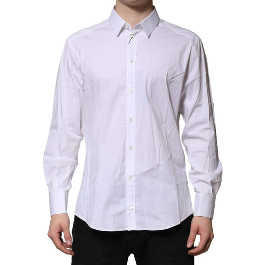 Dolce & Gabbana White Cotton GOLD Long Sleeves Dress Shirt