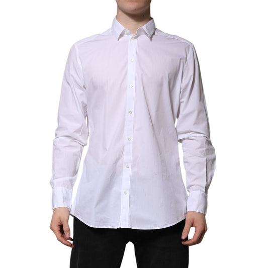 Dolce & Gabbana White Cotton Long Sleeves Dress Formal Shirt