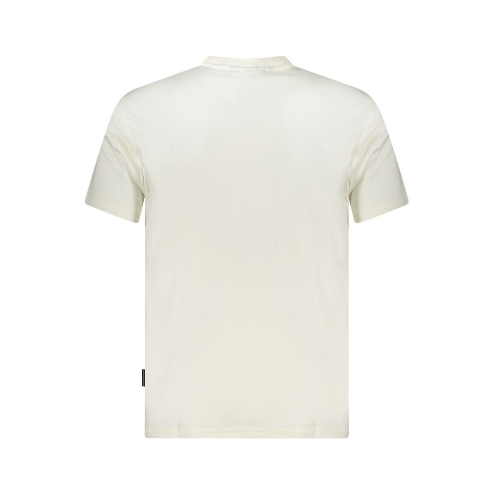 Back view of Napapijri White Cotton Men T-Shirt showcasing premium organic cotton fabric.