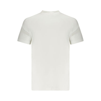 Back view of Calvin Klein White Cotton Men T-Shirt showcasing its minimalist design and crew neck style.