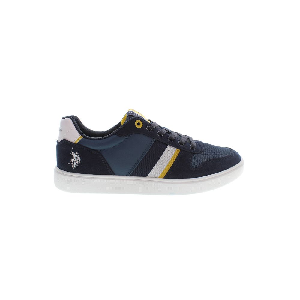U.S. POLO ASSN. Blue Polyester Men Sneaker with logo, modern sporty style, contrasting details, and lace-up design for adventurous days.