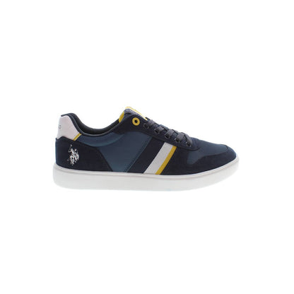 U.S. POLO ASSN. Blue Polyester Men Sneaker with logo, modern sporty style, contrasting details, and lace-up design for adventurous days.