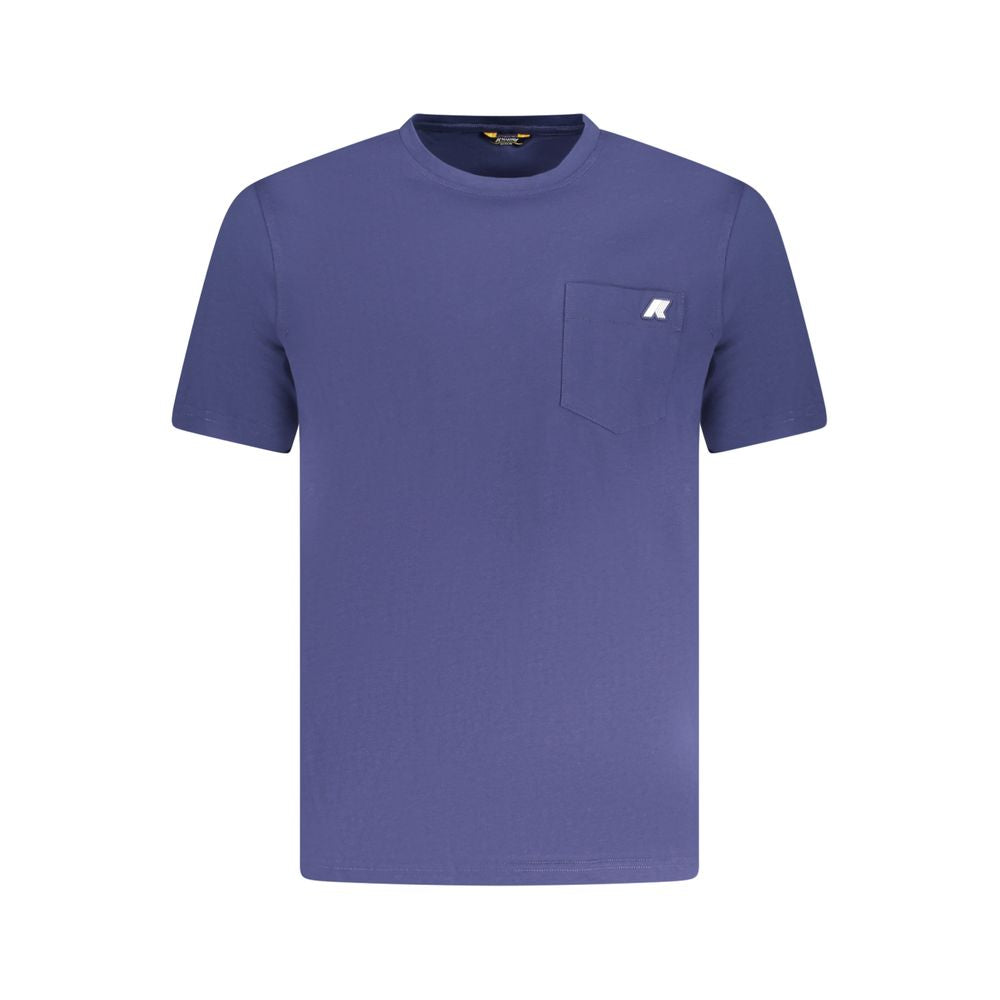 K-WAY Blue Cotton T-Shirt with short sleeves, crew neck, and logo on pocket