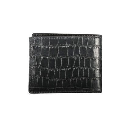 Tommy Hilfiger Black Leather Wallet with double card spaces and contrast details, featuring a logo.
