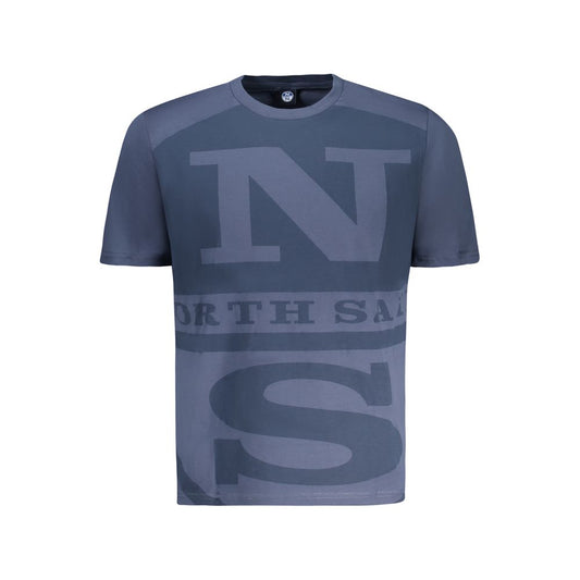North Sails Blue Cotton Men T-Shirt with bold print and logo