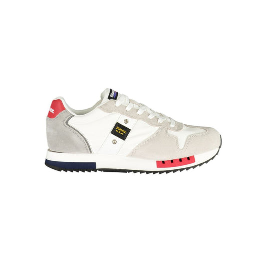 Blauer White Polyethylene Men Sneaker with logo and red accents, featuring a removable footbed for comfort, side view.