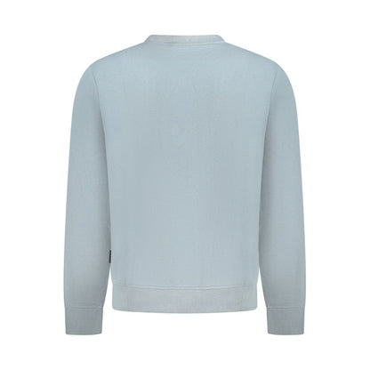 Back view of Napapijri Gray Cotton Men Sweater showcasing elegant design and comfort.