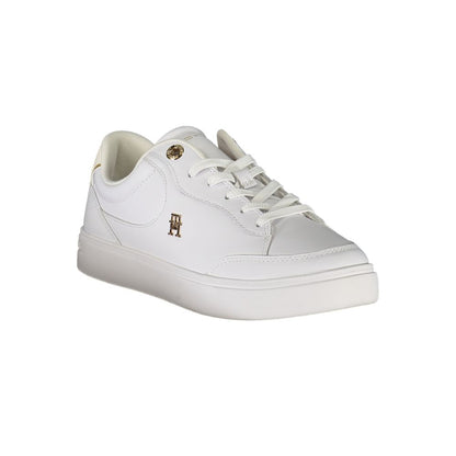 Tommy Hilfiger White Leather Women Sneaker with iconic logo and stylish design, perfect for casual and chic looks.