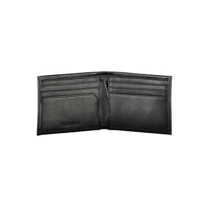 Calvin Klein Black Polyester Men Wallet with RFID-blocking, dual card compartments, and sleek design for modern men.