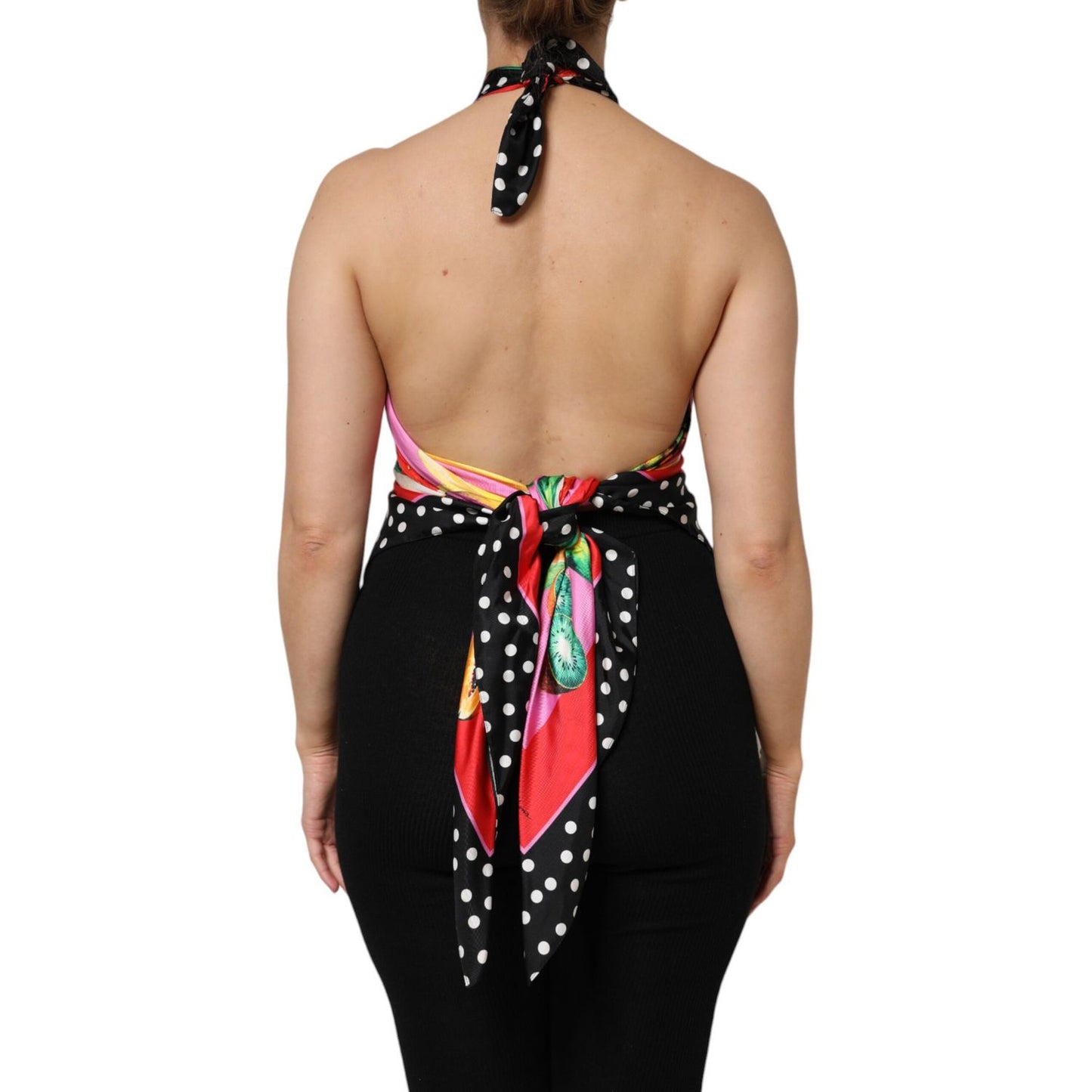 Dolce & Gabbana Multicolor Halter Party Evening Cropped Top