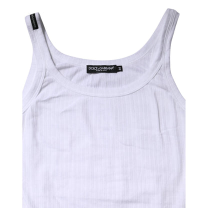 Dolce & Gabbana White Cotton Round Neck Sleeveless Tank Top