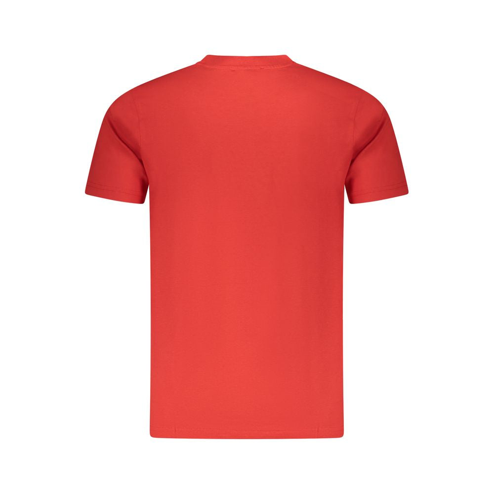 Cavalli Class Red Cotton Men T-Shirt back view showcasing classic short sleeves and premium cotton fabric for style and comfort.