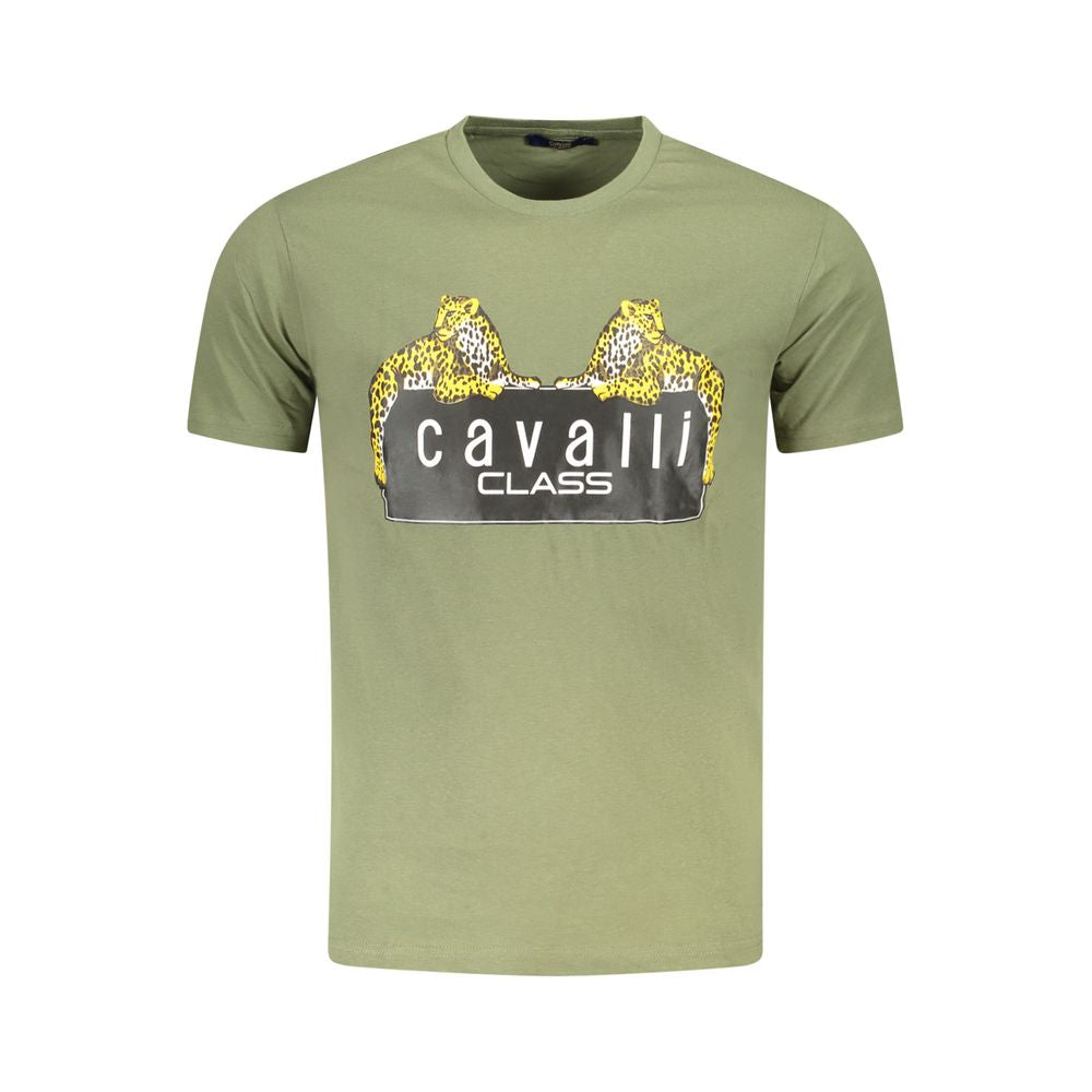 Cavalli Class Green Cotton T-Shirt