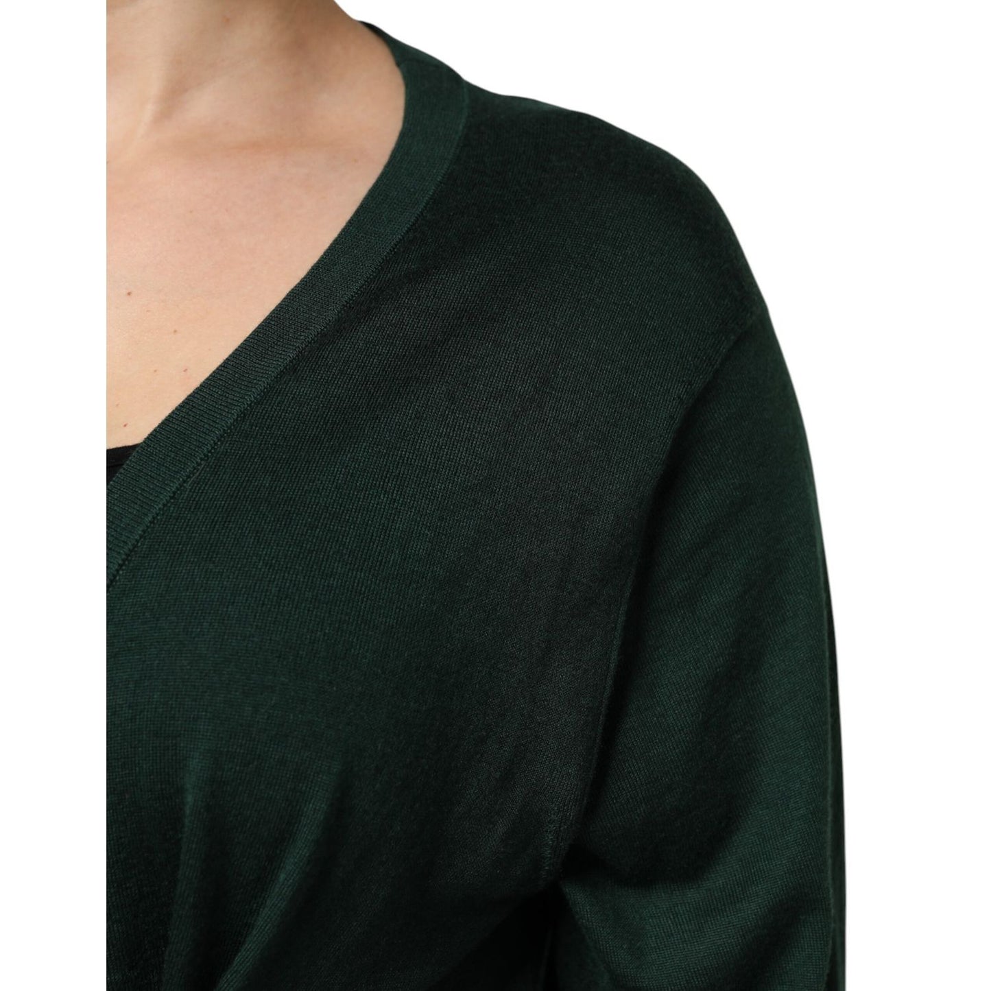 Dolce & Gabbana Dark Green Cashmere Silk Cardigan Sweater