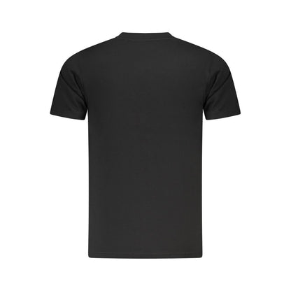 Back view of Cavalli Class Black Cotton Men T-Shirt showcasing sleek design and premium fabric quality.