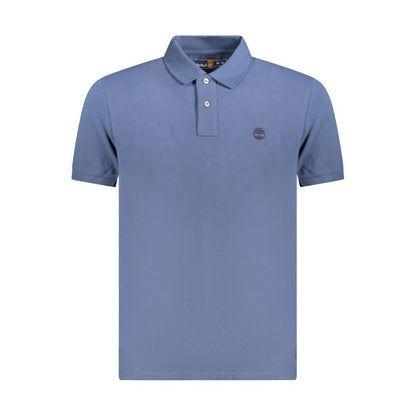 Timberland Blue Cotton Polo Shirt with short sleeves, regular fit, 2 buttons, and logo embroidery.