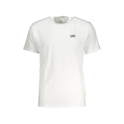 Vans White Cotton Men T-Shirt featuring iconic logo, crafted for casual sophistication in pure cotton, showcasing skateboard-chic style.