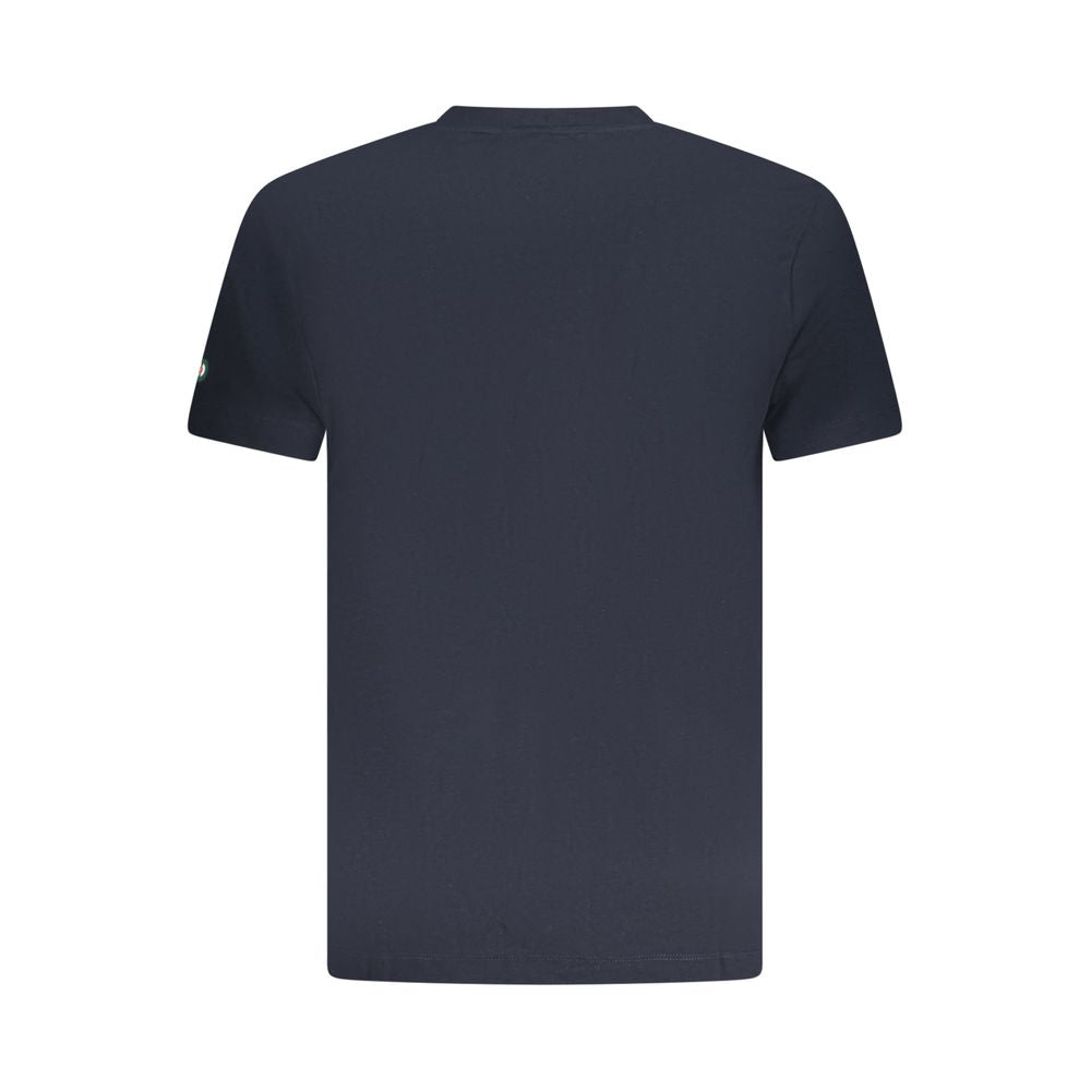 Armata Di Mare Blue Cotton Men T-Shirt showcasing back view with short sleeves and coastal design.
