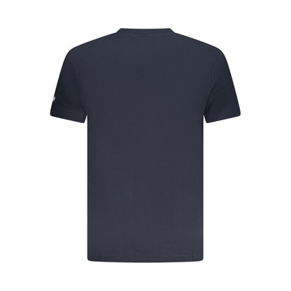 Armata Di Mare Blue Cotton Men T-Shirt showcasing back view with short sleeves and coastal design.
