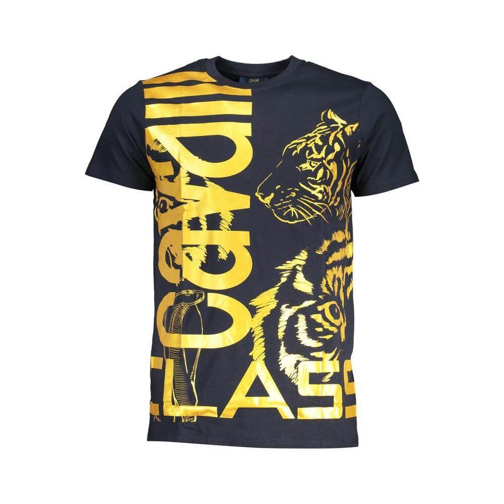 Cavalli Class Blue Cotton T-Shirt CA-28578-XL