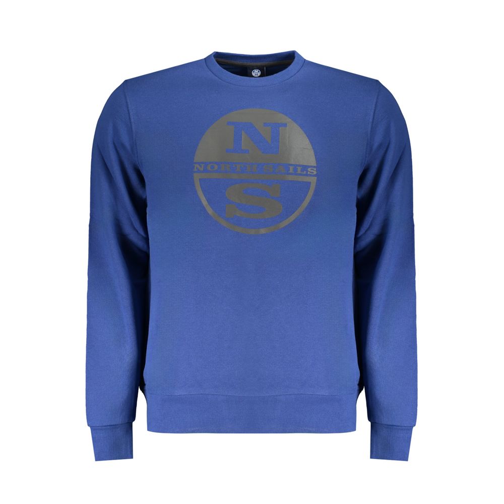 North Sails Blue Cotton Men Sweater with crew neck and branded logo.