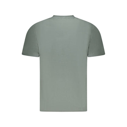 Back view of North Sails Green Cotton Men T-Shirt in vibrant green, showcasing short sleeves and crew-neck design.