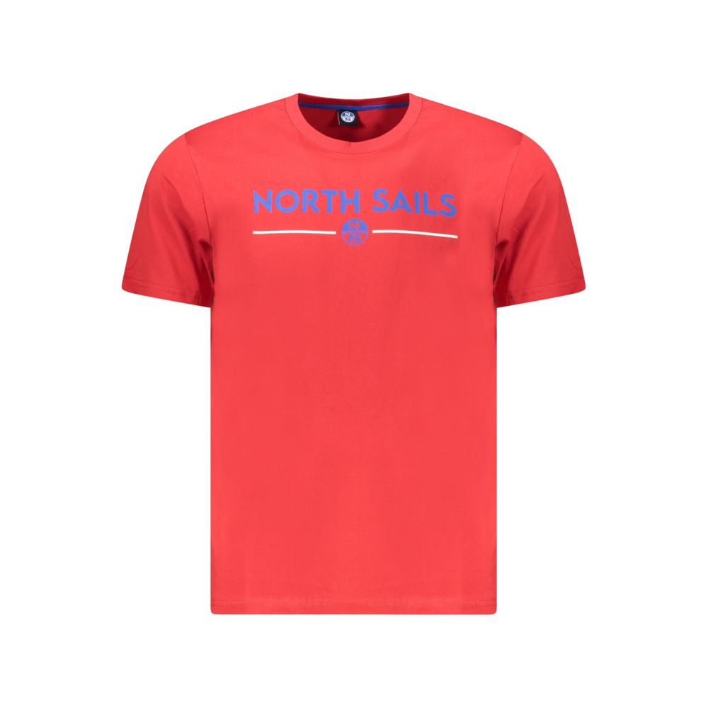 North Sails Red Cotton Men T-Shirt with logo print, crew neck, and bold design, offering style and comfort for fashion-forward individuals.