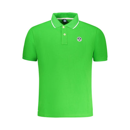 North Sails Green Cotton Men Polo Shirt with logo and contrasting collar, short sleeves, premium quality casual wear