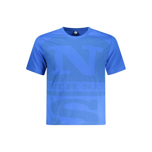 North Sails Blue Cotton Men T-Shirt with iconic print and crew neck design