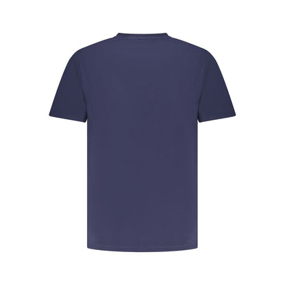 Back view of North Sails Blue Cotton Men T-Shirt showcasing the soft, breathable fabric, ideal for casual wear and ocean-inspired style.