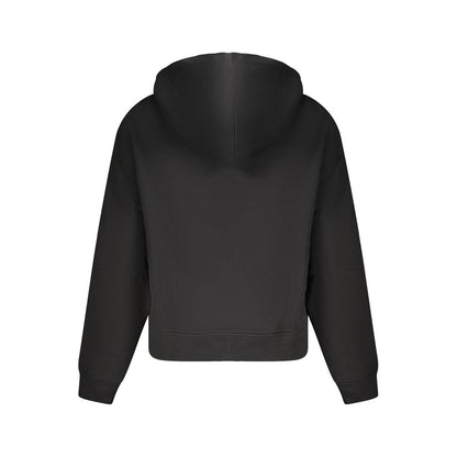 Back view of Tommy Hilfiger Black Cotton Women Sweater with hood and long sleeves