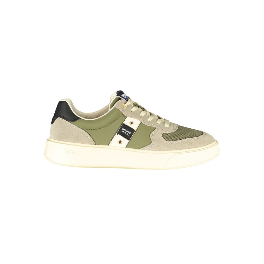 Blauer Green Leather Men Sneaker with iconic logo and durable design for comfort and style.