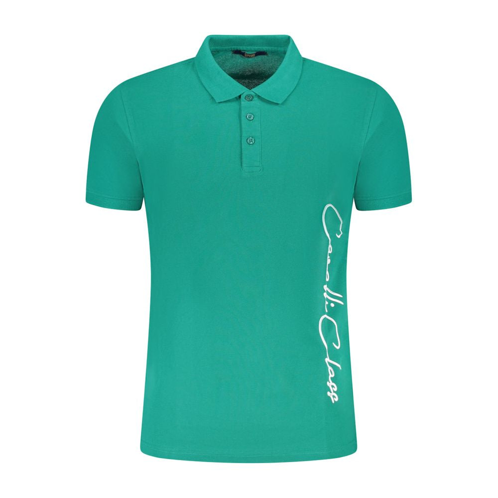 Cavalli Class Green Cotton Polo Shirt
