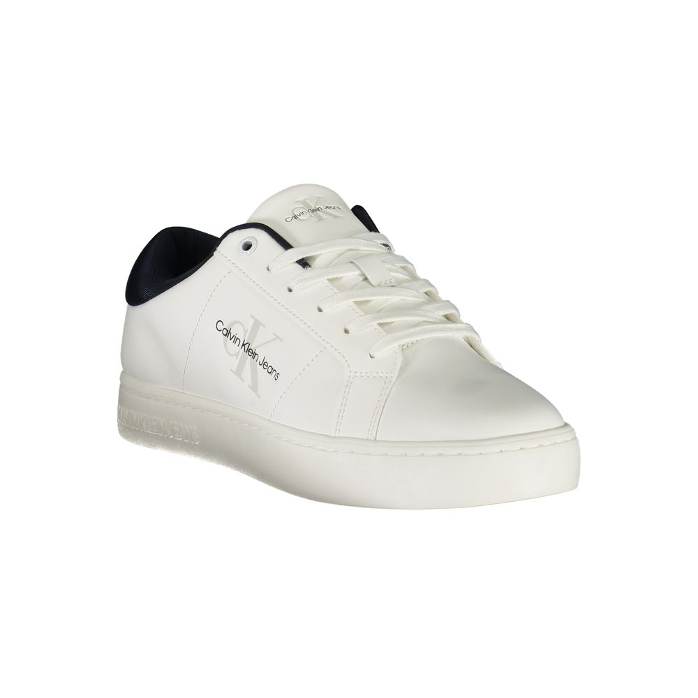 Calvin Klein White Leather Men Sneaker with blue accents and recycled sole