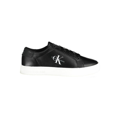 Blauer Black Leather Men Sneaker with Calvin Klein logo, black with contrasting details for a fashion-forward look.