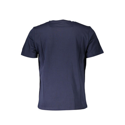 Back view of North Sails Blue Cotton Men T-Shirt showcasing short sleeves and crew neck design.
