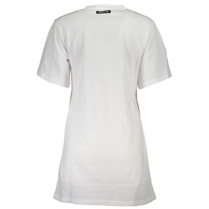 Back view of Cavalli Class White Cotton Women T-Shirt, showcasing elegant design and luxurious comfort, perfect for a trendy style.