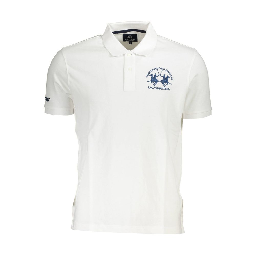 La Martina White Cotton Polo Shirt