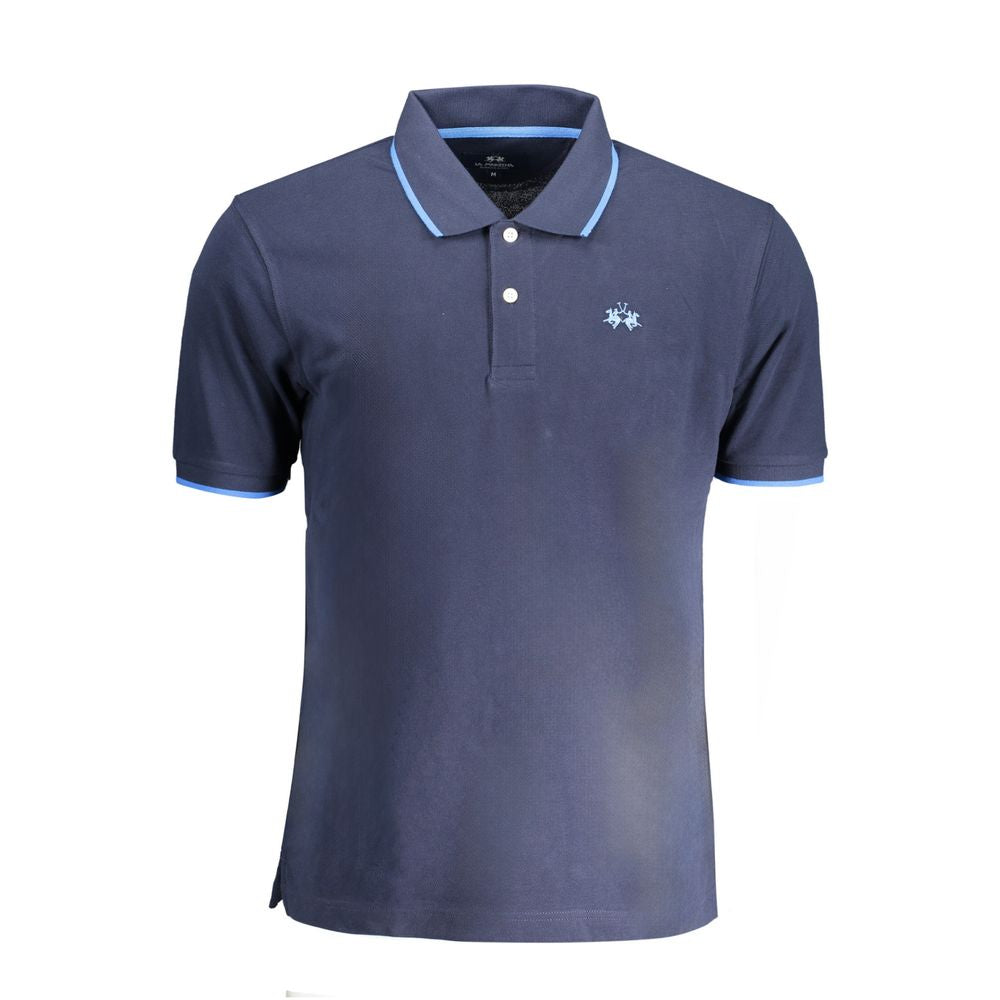 La Martina Blue Cotton Men Polo Shirt