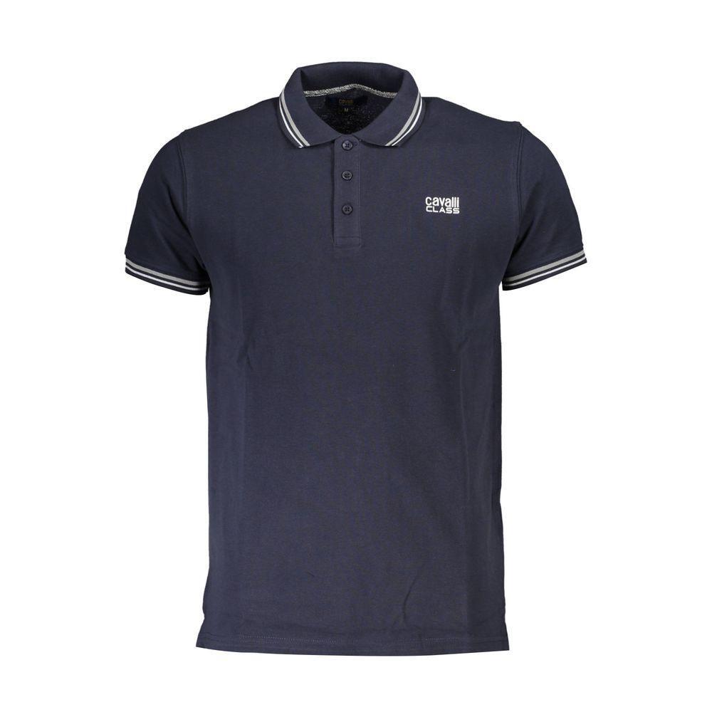 Cavalli Class Blue Cotton Men Polo Shirt CA-38160-M