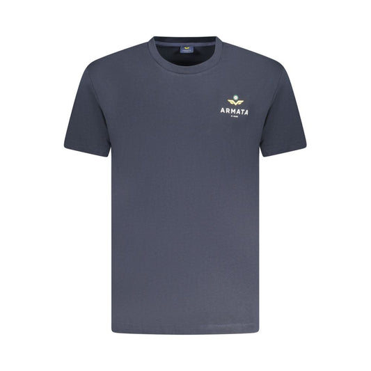 Armata Di Mare Blue Cotton Men T-Shirt with logo print, front view