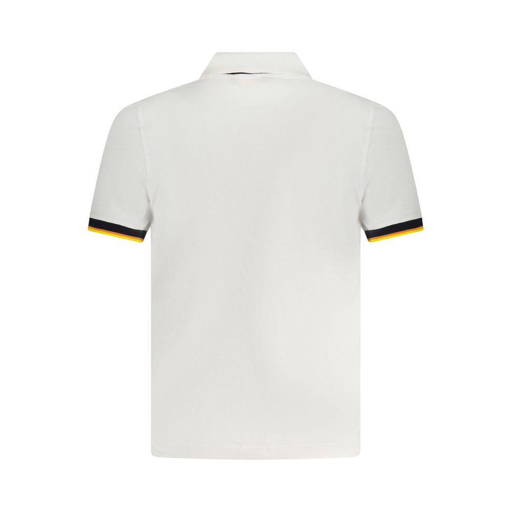 K-WAY White Cotton Polo Shirt with short sleeves, two buttons, contrasting details, and logo application, back view.