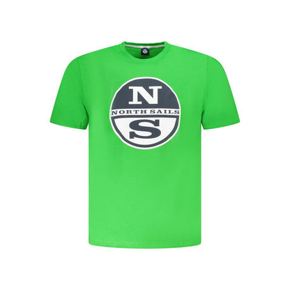 North Sails Green Cotton Men T-Shirt with logo and crew neck design.